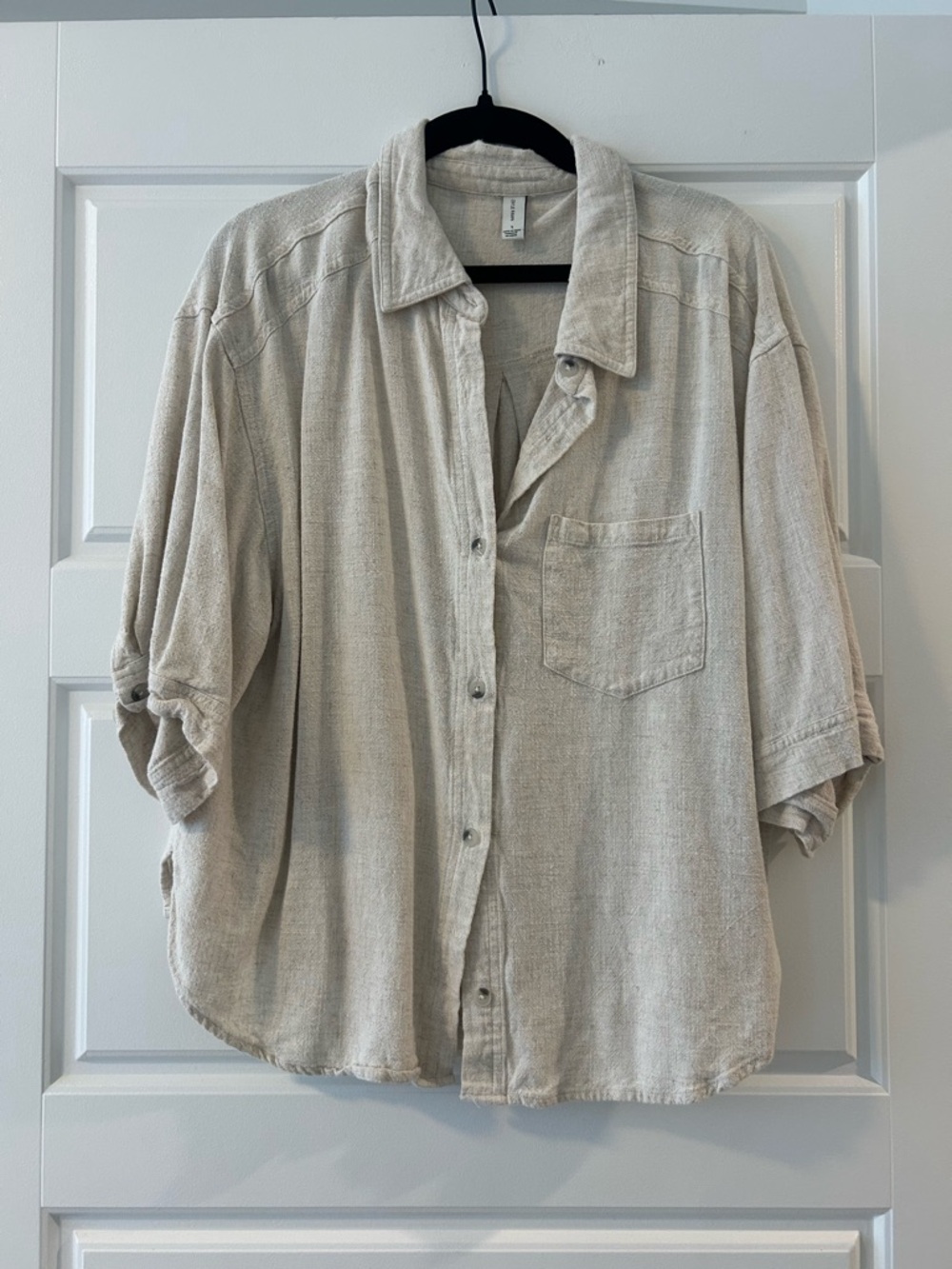 Gentle Fawn oversized Natural Beige Button-Front Top